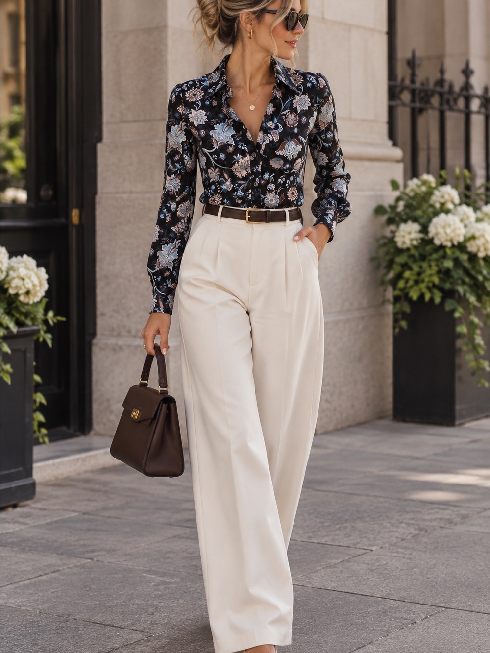 Aritzia Wilfred Floral Button Down Top Women's XS French Girl